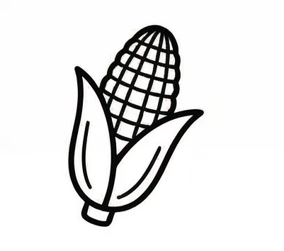 a black and white drawing of a corn.webp
